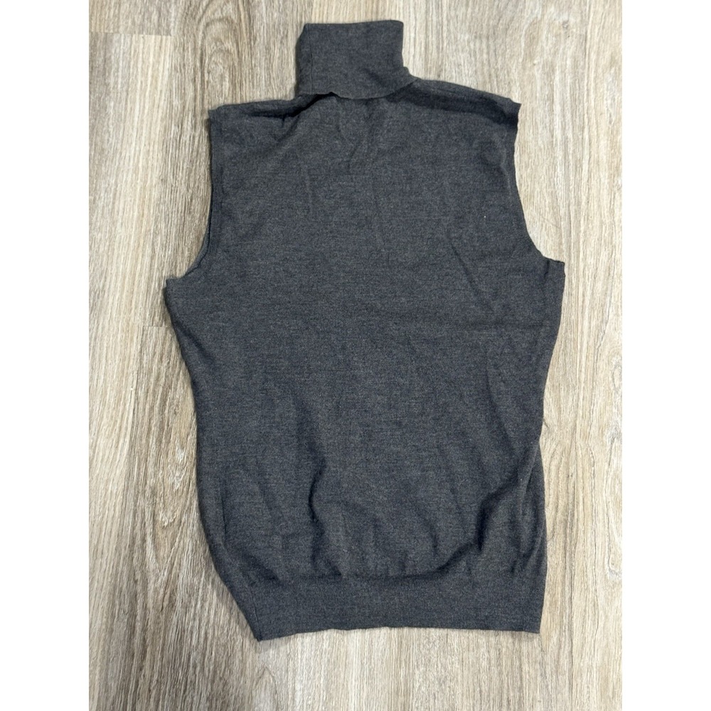 Ralph Lauren Black Label Sleeveless Turtleneck Gray Cashmere Sweater Women Sz L